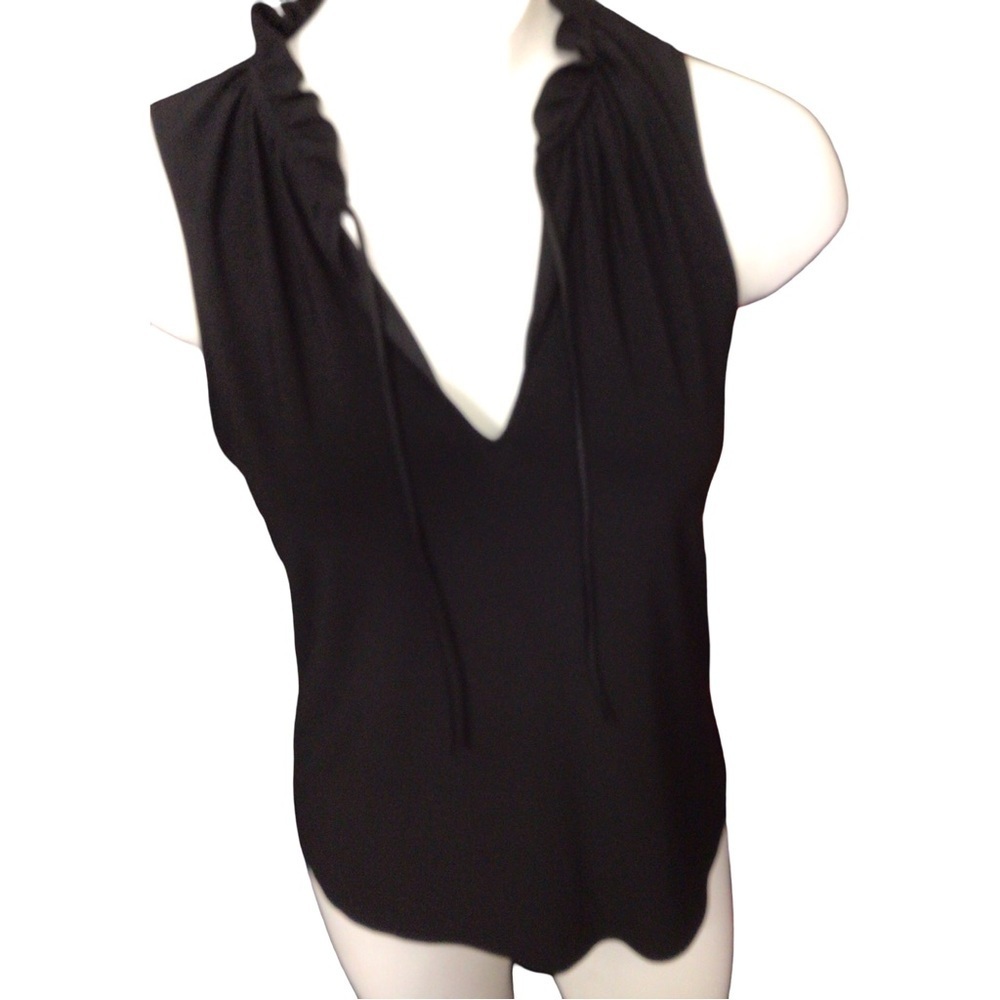 White House Black Market Black V-Neck Blouse size small
